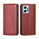 For Xiaomi Redmi Note 12 4G Global Grid Texture Magnetic Flip Leather Phone Case(Red)