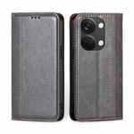 For OnePlus Ace 2V 5G Grid Texture Magnetic Flip Leather Phone Case(Grey)