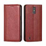 For ZTE Blade A32 Grid Texture Magnetic Flip Leather Phone Case(Red)