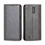 For ZTE Blade A32 Grid Texture Magnetic Flip Leather Phone Case(Grey)