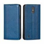 For ZTE Blade A32 Grid Texture Magnetic Flip Leather Phone Case(Blue)