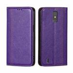 For ZTE Blade A32 Grid Texture Magnetic Flip Leather Phone Case(Purple)