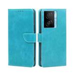 For vivo iQOO Z7x Calf Texture Buckle Flip Leather Phone Case(Light Blue)