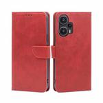 For Xiaomi Redmi Note 12 Turbo Calf Texture Buckle Flip Leather Phone Case(Red)