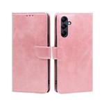 For Samsung Galaxy M14 5G Calf Texture Buckle Flip Leather Phone Case(Rose Gold)