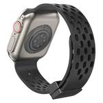 Magnetic Clasp Silicone Watch Band For Apple Watch Series 8&7 41mm / SE 2&6&SE&5&4 40mm / 3&2&1 38mm(Black)