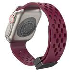 Magnetic Clasp Silicone Watch Band For Apple Watch Series 8&7 41mm / SE 2&6&SE&5&4 40mm / 3&2&1 38mm(Wine Red)