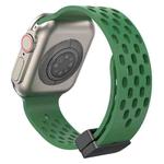 Magnetic Clasp Silicone Watch Band For Apple Watch Series 8&7 41mm / SE 2&6&SE&5&4 40mm / 3&2&1 38mm(Alfalfa Grass)
