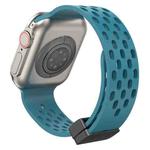Magnetic Clasp Silicone Watch Band For Apple Watch Ultra 49mm&Watch Ultra 2 49mm / Series 9&8&7 45mm / SE 3&SE 2&6&SE&5&4 44mm / 3&2&1 42mm(Rock Cyan)