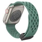 Magnetic Clasp Silicone Watch Band For Apple Watch Ultra 49mm&Watch Ultra 2 49mm / Series 9&8&7 45mm / SE 3&SE 2&6&SE&5&4 44mm / 3&2&1 42mm(Pine Green)