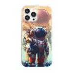 For iPhone 14 Plus Dual-side IMD Astronaut Frosted Phone Case(Gradient Orange)