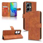 For vivo Y78 Plus Skin Feel Magnetic Flip Leather Phone Case(Brown)