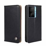 For vivo iQOO Z7x Non-Magnetic Retro Texture Horizontal Flip Leather Phone Case(Black)