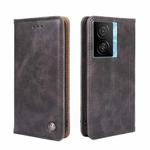 For vivo iQOO Z7x Non-Magnetic Retro Texture Horizontal Flip Leather Phone Case(Grey)
