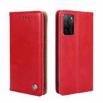 For OPPO A55S 5G Non-Magnetic Retro Texture Horizontal Flip Leather Phone Case(Red)
