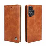 For Xiaomi Redmi Note 12 Turbo Non-Magnetic Retro Texture Horizontal Flip Leather Phone Case(Brown)