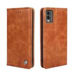 For Nokia C32 Non-Magnetic Retro Texture Horizontal Flip Leather Phone Case(Brown)