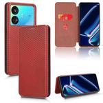 For Realme GT Neo5 SE Carbon Fiber Texture Flip Leather Phone Case(Brown)