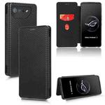 For ASUS ROG Phone 7 Carbon Fiber Texture Flip Leather Phone Case(Black)