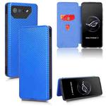 For ASUS ROG Phone 7 Carbon Fiber Texture Flip Leather Phone Case(Blue)