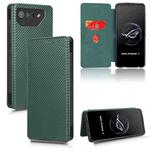 For ASUS ROG Phone 7 Carbon Fiber Texture Flip Leather Phone Case(Green)