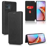 For Motorola Edge 40 Pro Carbon Fiber Texture Flip Leather Phone Case(Black)