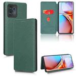 For Motorola Edge 40 Pro Carbon Fiber Texture Flip Leather Phone Case(Green)