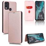 For Nokia C22 Carbon Fiber Texture Flip Leather Phone Case(Pink)