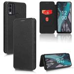 For Nokia C22 Carbon Fiber Texture Flip Leather Phone Case(Black)