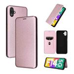 For Samsung Galaxy F14 Carbon Fiber Texture Flip Leather Phone Case(Pink)