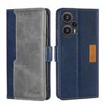 For Xiaomi Redmi Note 12 Turbo Contrast Color Side Buckle Leather Phone Case(Blue + Grey)