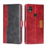 For Kyocera Digno SX3-KYG02 Contrast Color Side Buckle Leather Phone Case(Red + Black)