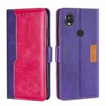 For Kyocera Digno SX3-KYG02 Contrast Color Side Buckle Leather Phone Case(Purple + Rose Red)