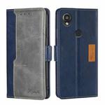 For Kyocera Digno SX3-KYG02 Contrast Color Side Buckle Leather Phone Case(Blue + Grey)