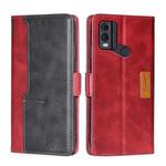 For Nokia C22 Contrast Color Side Buckle Leather Phone Case(Red + Black)