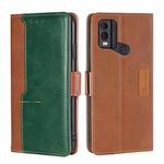 For Nokia C22 Contrast Color Side Buckle Leather Phone Case(Light Brown + Green)