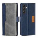 For Samsung Galaxy A54 5G Contrast Color Side Buckle Leather Phone Case(Blue + Grey)