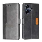 For Infinix Hot 30 4G Contrast Color Side Buckle Leather Phone Case(Black + Grey)