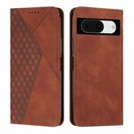 For Google Pixel 8 Diamond Pattern Skin Feel Magnetic Leather Phone Case(Brown)