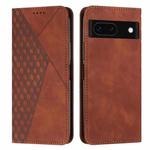 For Google Pixel 8a Diamond Pattern Skin Feel Magnetic Leather Phone Case(Brown)