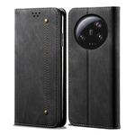 For Xiaomi 13 Ultra Denim Texture Casual Style Flip Leather Phone Case(Black)
