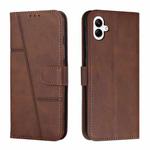 For Samsung Galaxy M14 5G / F14 5G Stitching Calf Texture Buckle Leather Phone Case(Brown)