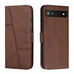 For Google Pixel 7a Stitching Calf Texture Buckle Leather Phone Case(Brown)