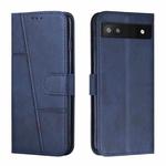 For Google Pixel 7a Stitching Calf Texture Buckle Leather Phone Case(Blue)