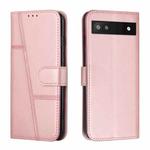 For Google Pixel 7a Stitching Calf Texture Buckle Leather Phone Case(Rose Gold)