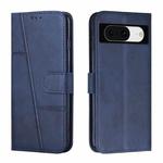 For Google Pixel 8 Stitching Calf Texture Buckle Leather Phone Case(Blue)