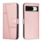 For Google Pixel 8 Stitching Calf Texture Buckle Leather Phone Case(Rose Gold)