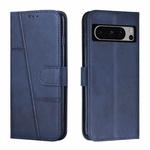 For Google Pixel 8 Pro Stitching Calf Texture Buckle Leather Phone Case(Blue)