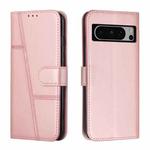 For Google Pixel 8 Pro Stitching Calf Texture Buckle Leather Phone Case(Rose Gold)