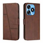 For Tecno Spark 10 Stitching Calf Texture Buckle Leather Phone Case(Brown)